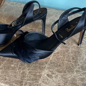 Something Bleu Effie Feathered Pumps